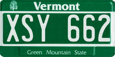 VT license plate XSY662