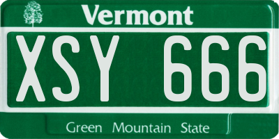 VT license plate XSY666