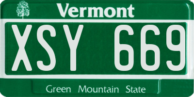 VT license plate XSY669