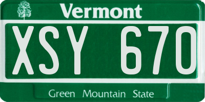 VT license plate XSY670