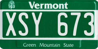 VT license plate XSY673