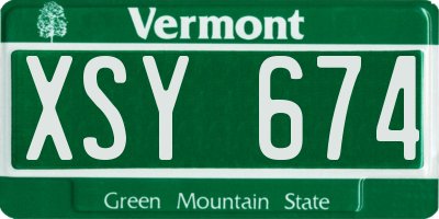 VT license plate XSY674
