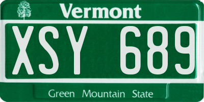 VT license plate XSY689