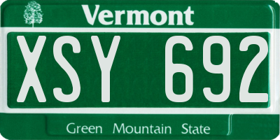 VT license plate XSY692