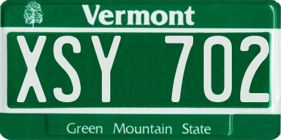 VT license plate XSY702