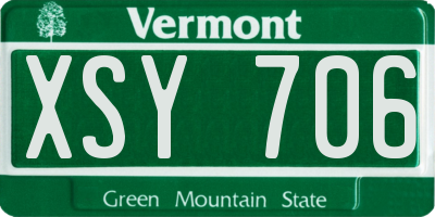 VT license plate XSY706