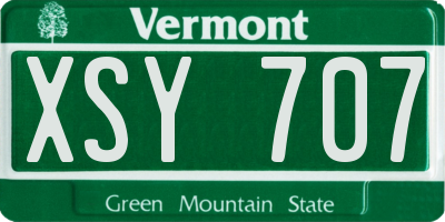 VT license plate XSY707