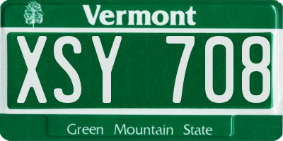 VT license plate XSY708