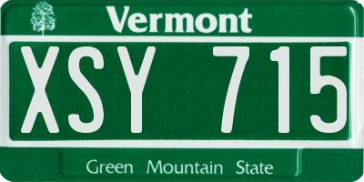 VT license plate XSY715