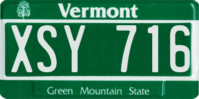 VT license plate XSY716