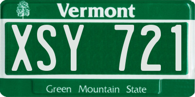 VT license plate XSY721