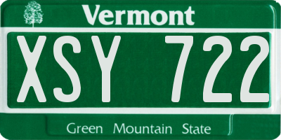 VT license plate XSY722