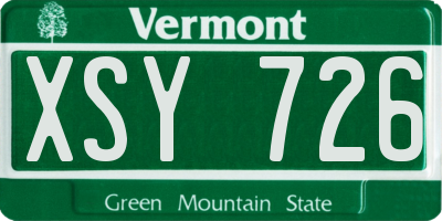 VT license plate XSY726