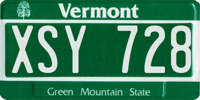 VT license plate XSY728