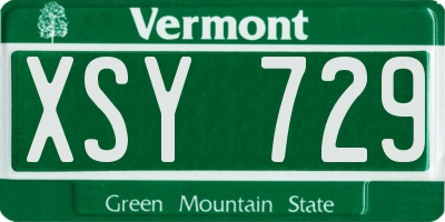 VT license plate XSY729