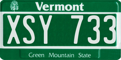 VT license plate XSY733