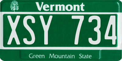 VT license plate XSY734
