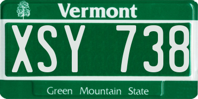 VT license plate XSY738