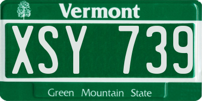 VT license plate XSY739