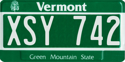 VT license plate XSY742