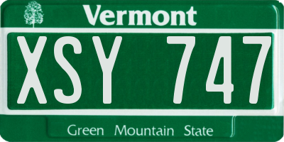 VT license plate XSY747