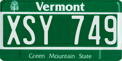 VT license plate XSY749