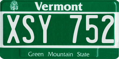 VT license plate XSY752