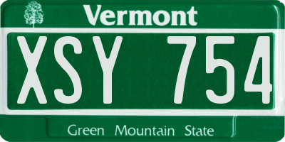 VT license plate XSY754