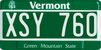 VT license plate XSY760