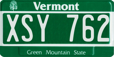 VT license plate XSY762