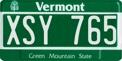 VT license plate XSY765