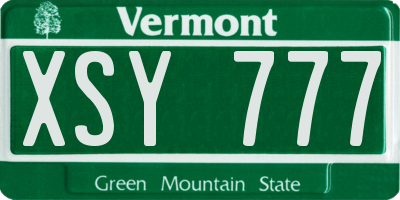 VT license plate XSY777