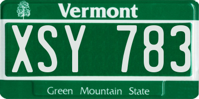 VT license plate XSY783