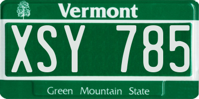 VT license plate XSY785