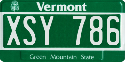 VT license plate XSY786
