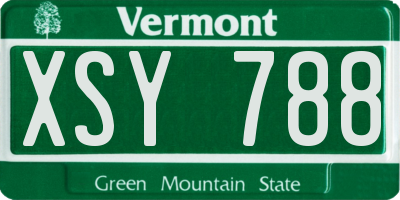 VT license plate XSY788