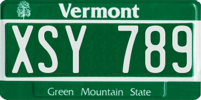 VT license plate XSY789