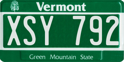 VT license plate XSY792