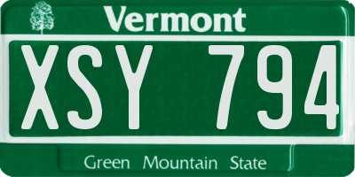 VT license plate XSY794