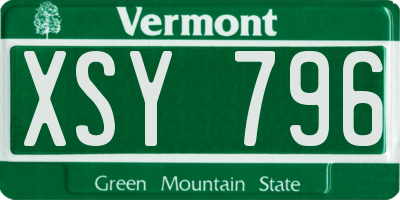 VT license plate XSY796