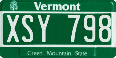 VT license plate XSY798