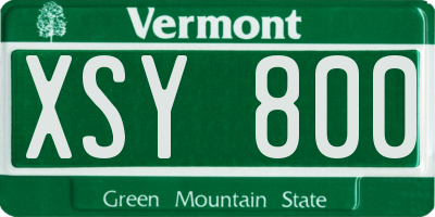 VT license plate XSY800