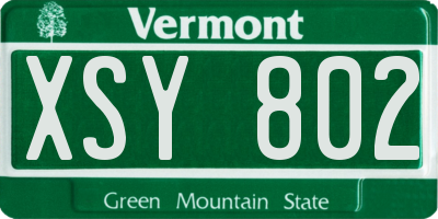 VT license plate XSY802