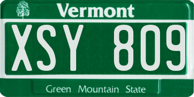 VT license plate XSY809