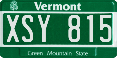 VT license plate XSY815