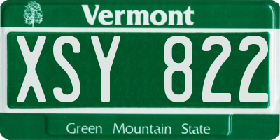 VT license plate XSY822