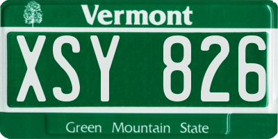 VT license plate XSY826