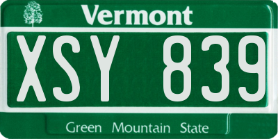 VT license plate XSY839