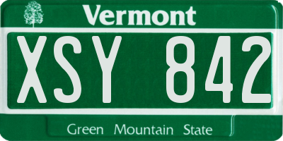 VT license plate XSY842