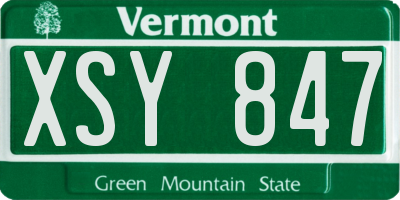 VT license plate XSY847